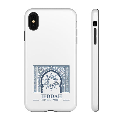 Jeddah Coordinates Phone Case — Blue Islamic Arch Travel Souvenir