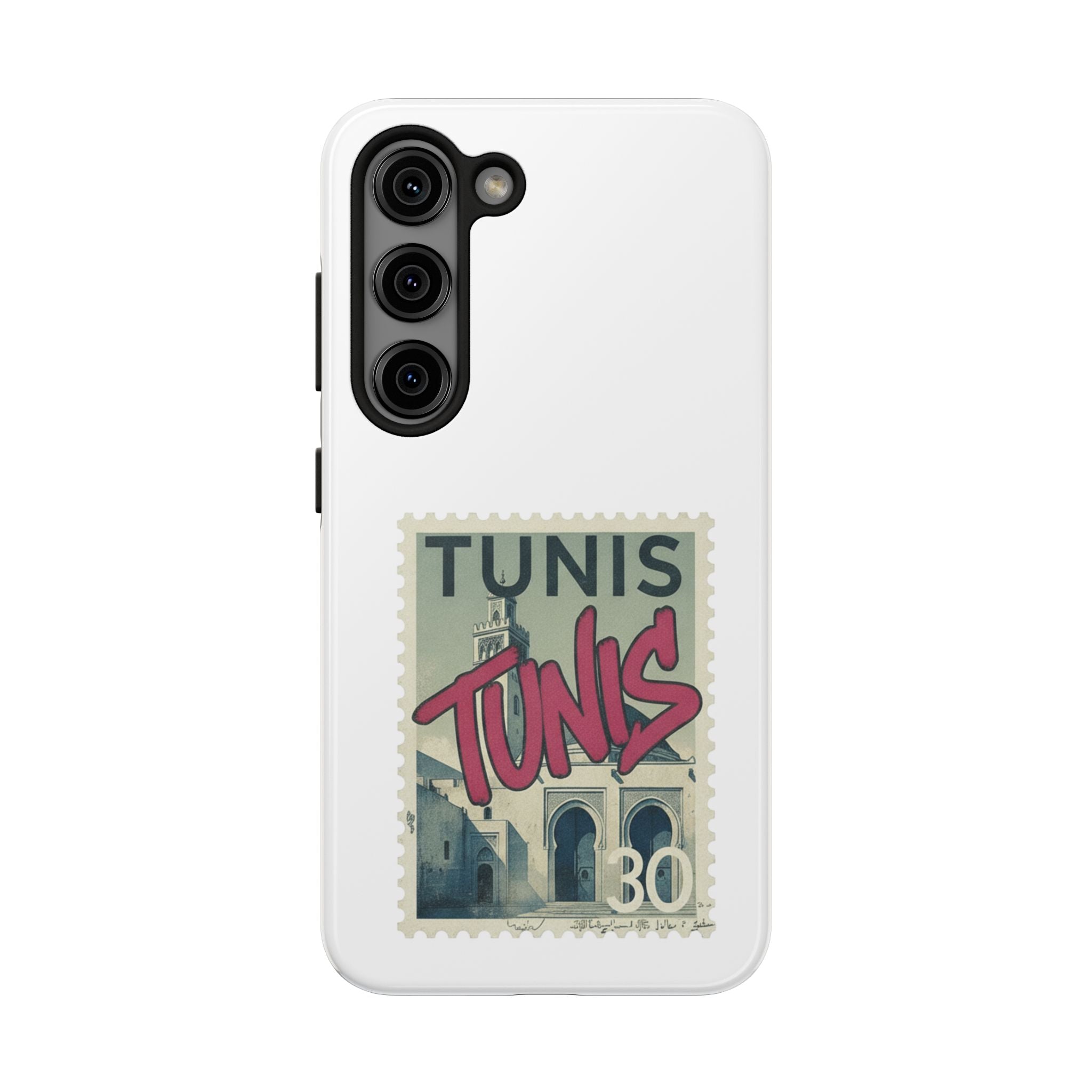 Tunis Vintage Stamp Tough Phone Case — Retro Tunisia Travel Phone Cover