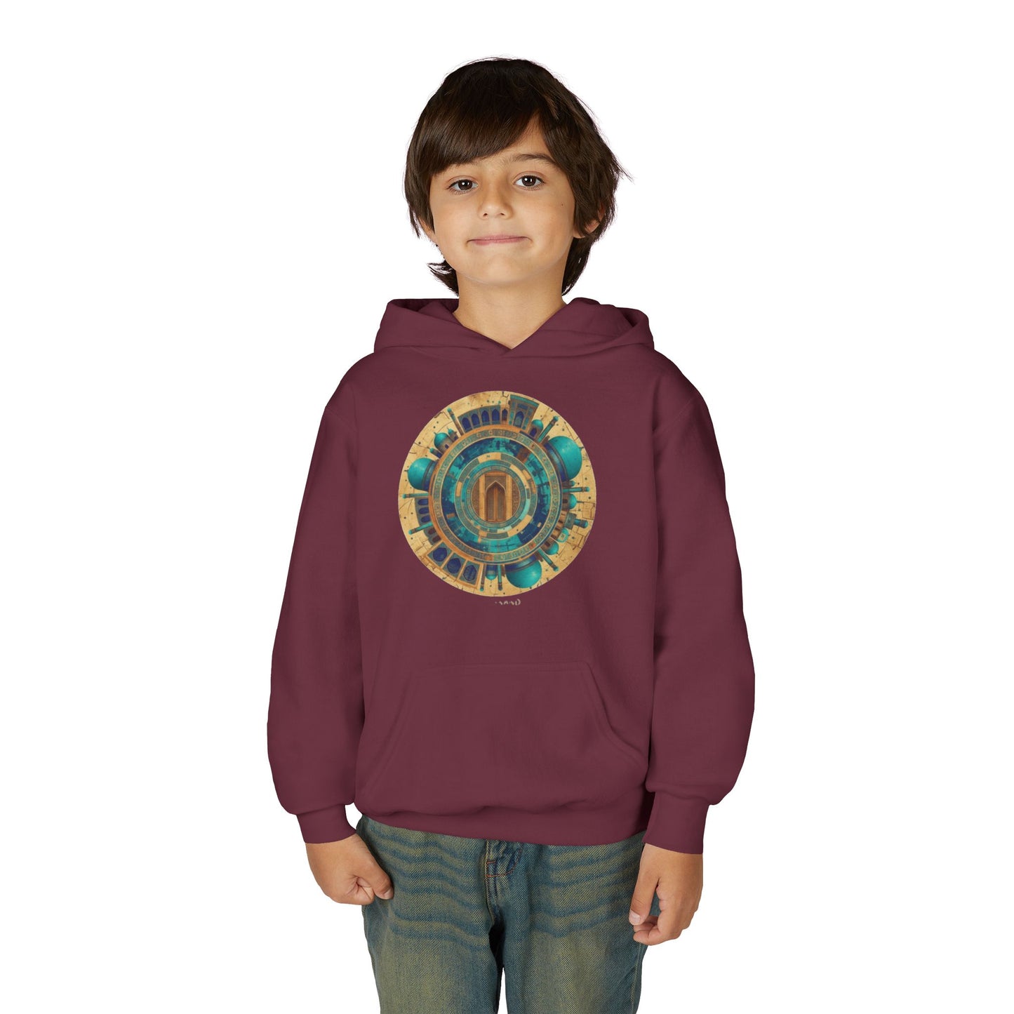 Youth Hoodie with Vintage Aztec Compass Graphic