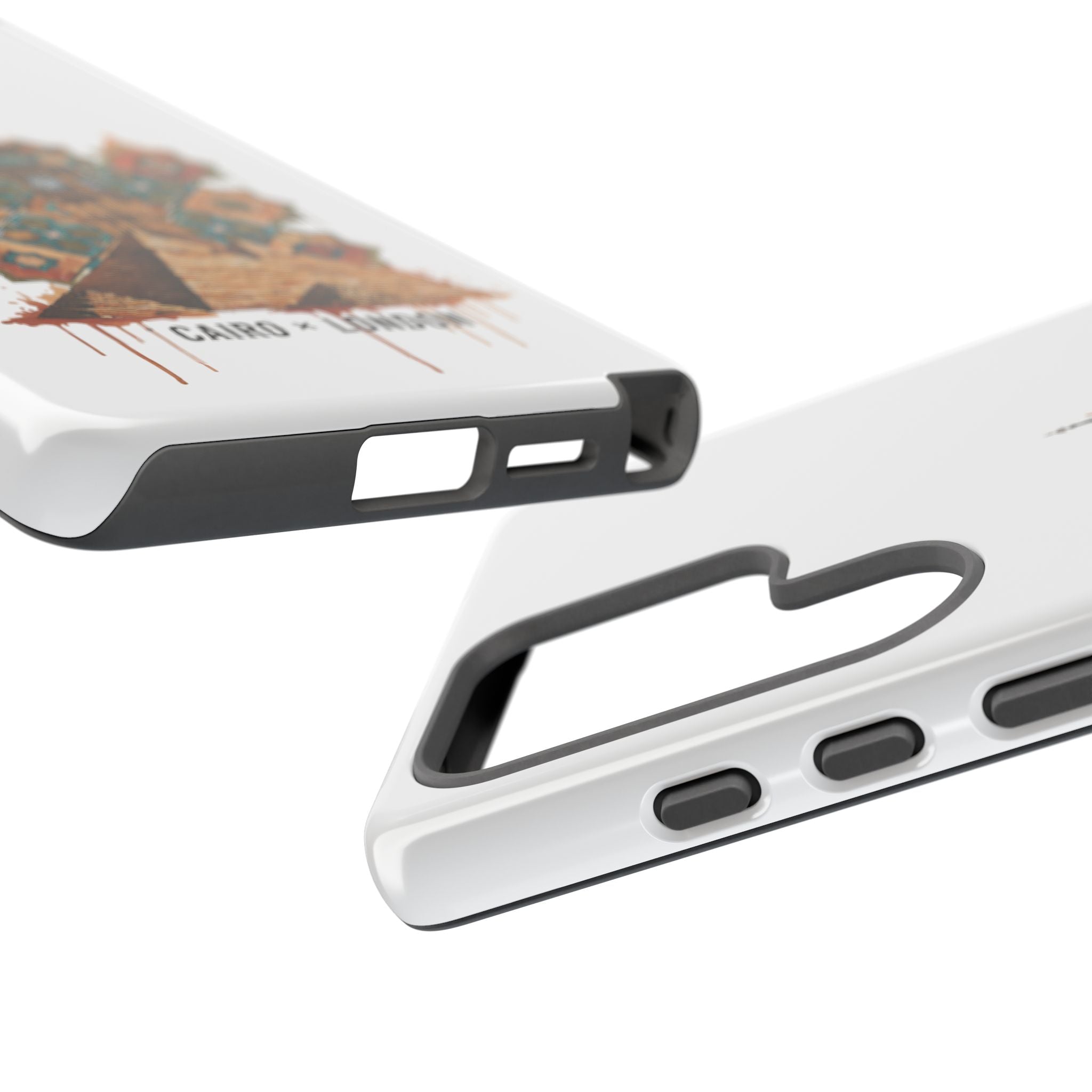 Cairo × London Phone Case — Vintage Mosaic Pyramids & Big Ben Travel Design