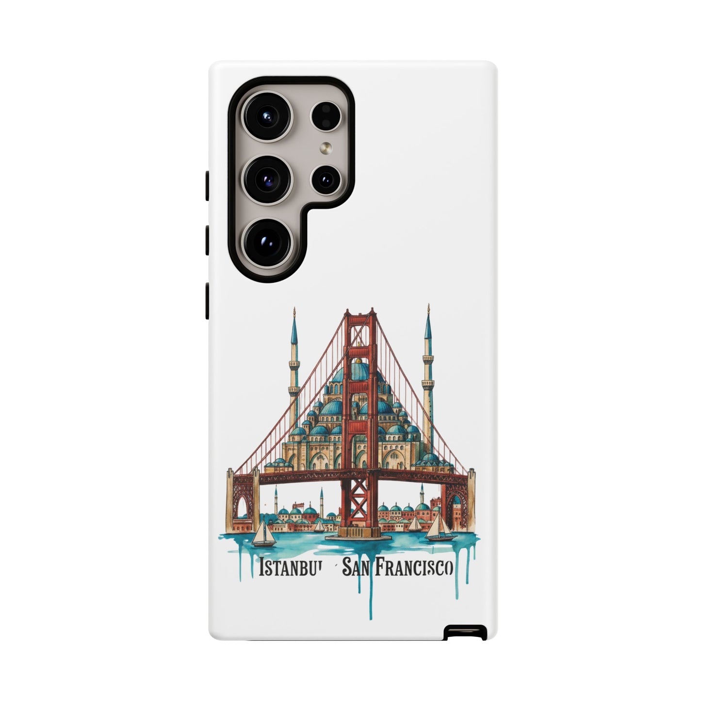 City Bridge Phone Case — Istanbul × San Francisco Illustrated Travel Design