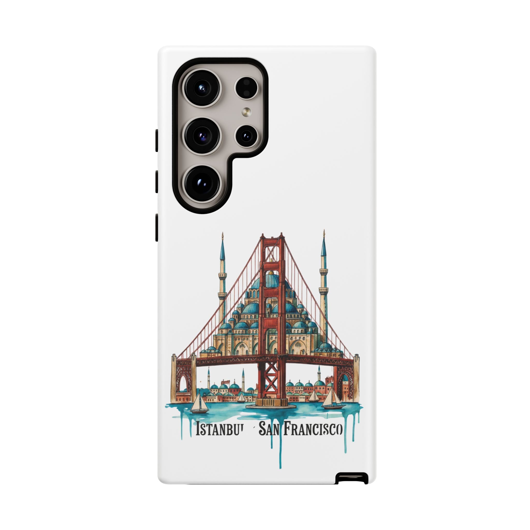 City Bridge Phone Case — Istanbul × San Francisco Illustrated Travel Design