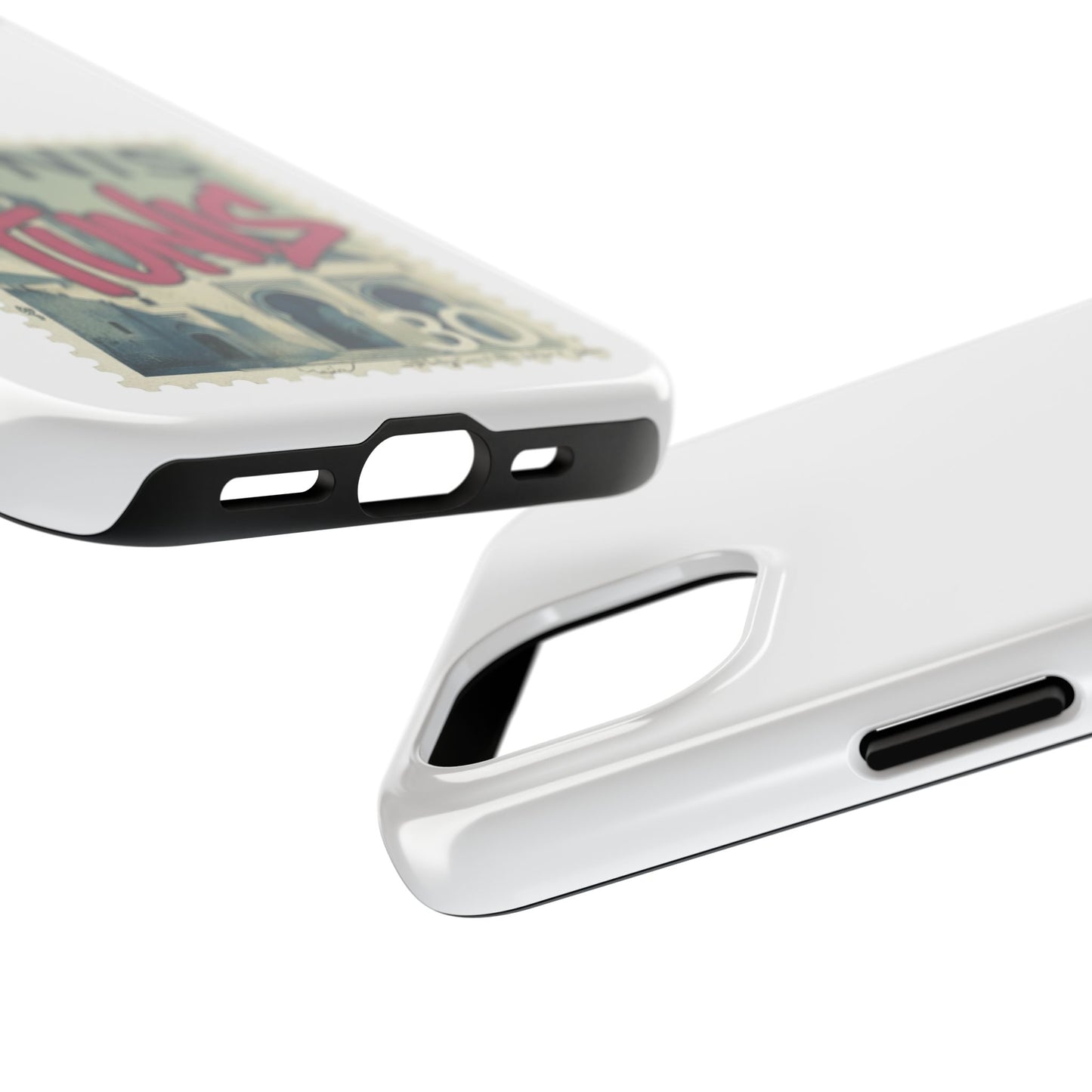 Coque de téléphone résistante à motif timbre vintage de Tunis — Étui de téléphone rétro pour voyage en Tunisie