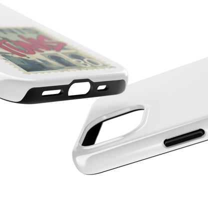 Coque de téléphone résistante à motif timbre vintage de Tunis — Étui de téléphone rétro pour voyage en Tunisie