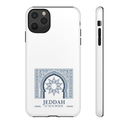 Jeddah Coordinates Phone Case — Blue Islamic Arch Travel Souvenir
