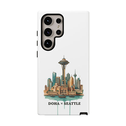 Coque de téléphone résistante Doha x Seattle Skyline — Protection pour téléphone inspirée de la ville