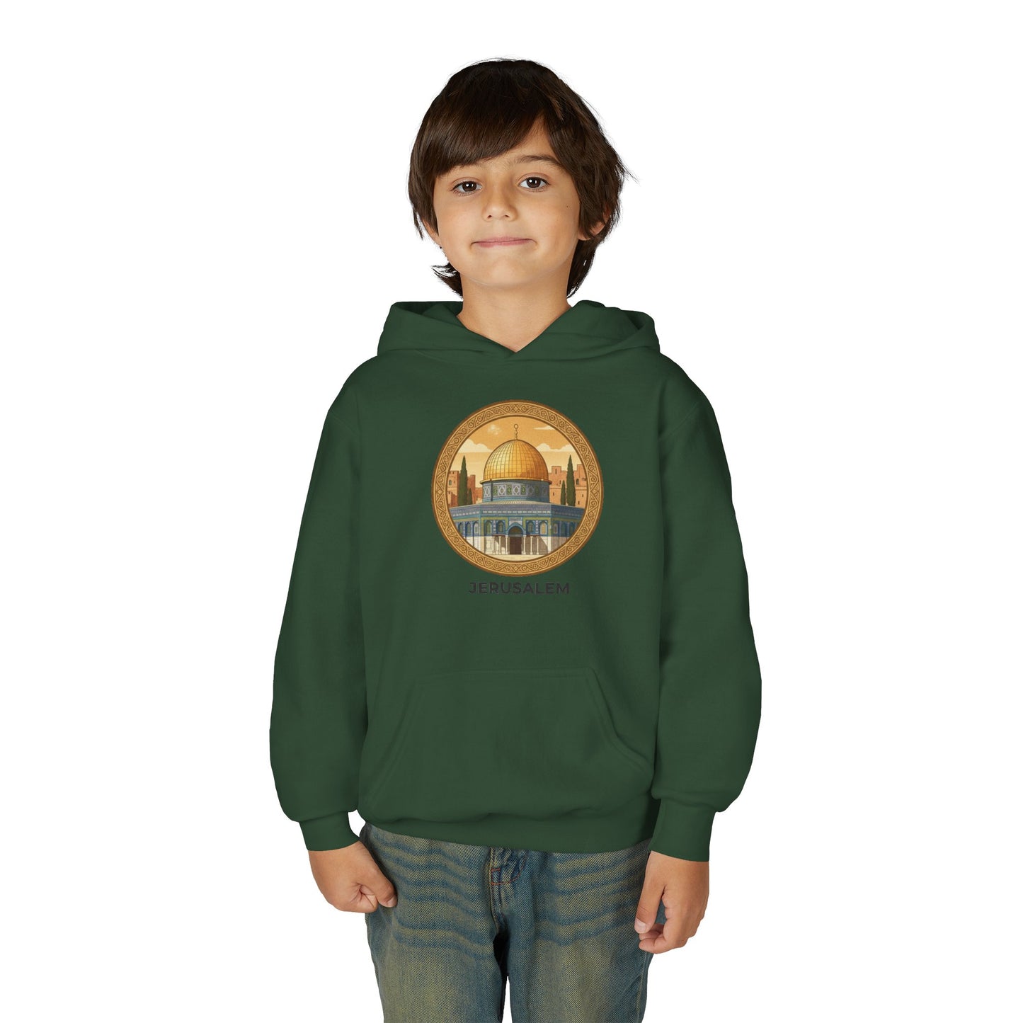 Jerusalem Dome Youth Hoodie – Vintage Dome of the Rock Graphic