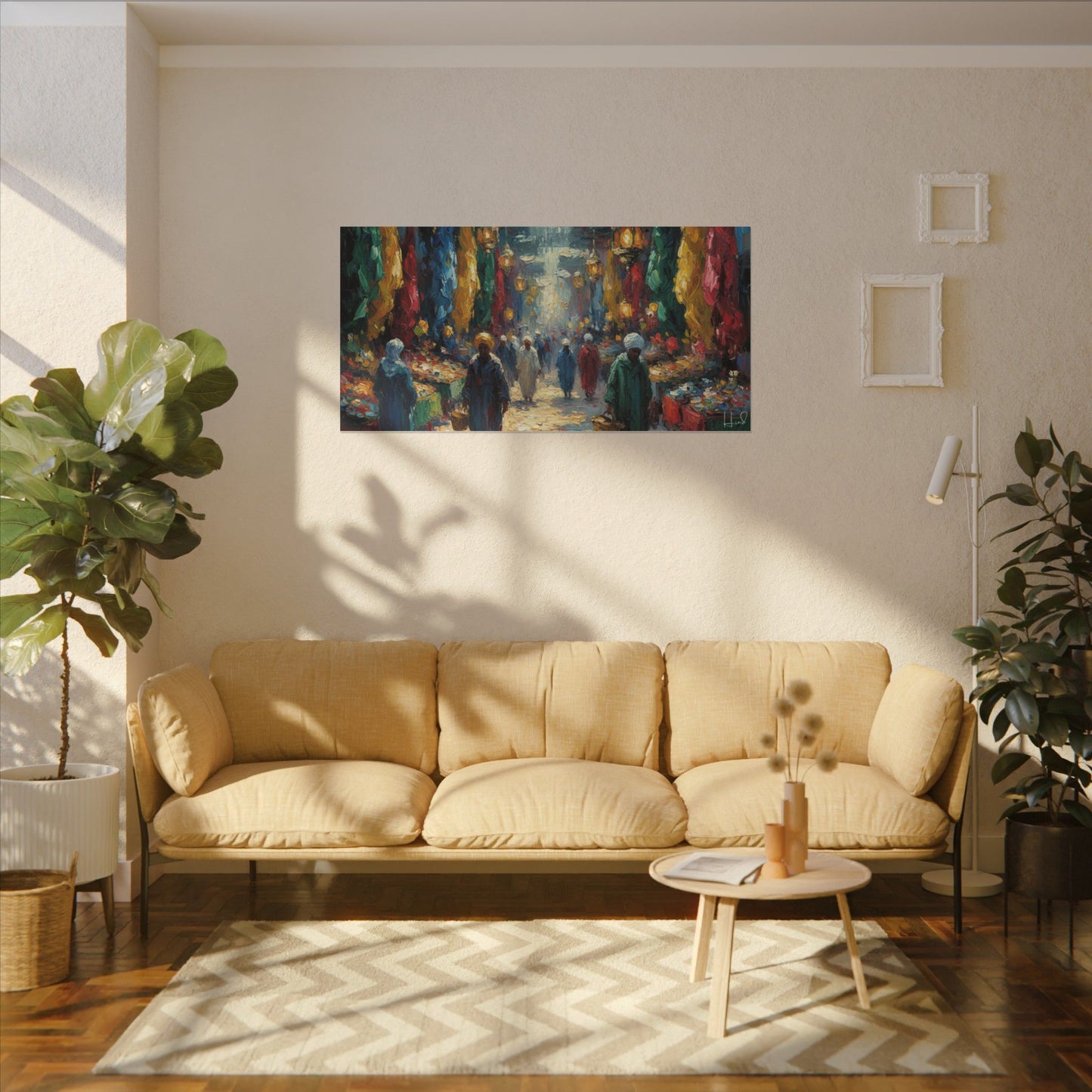 Middle Eastern Market Matte Canvas Wall Art — Colorful Bazaar Street Scene