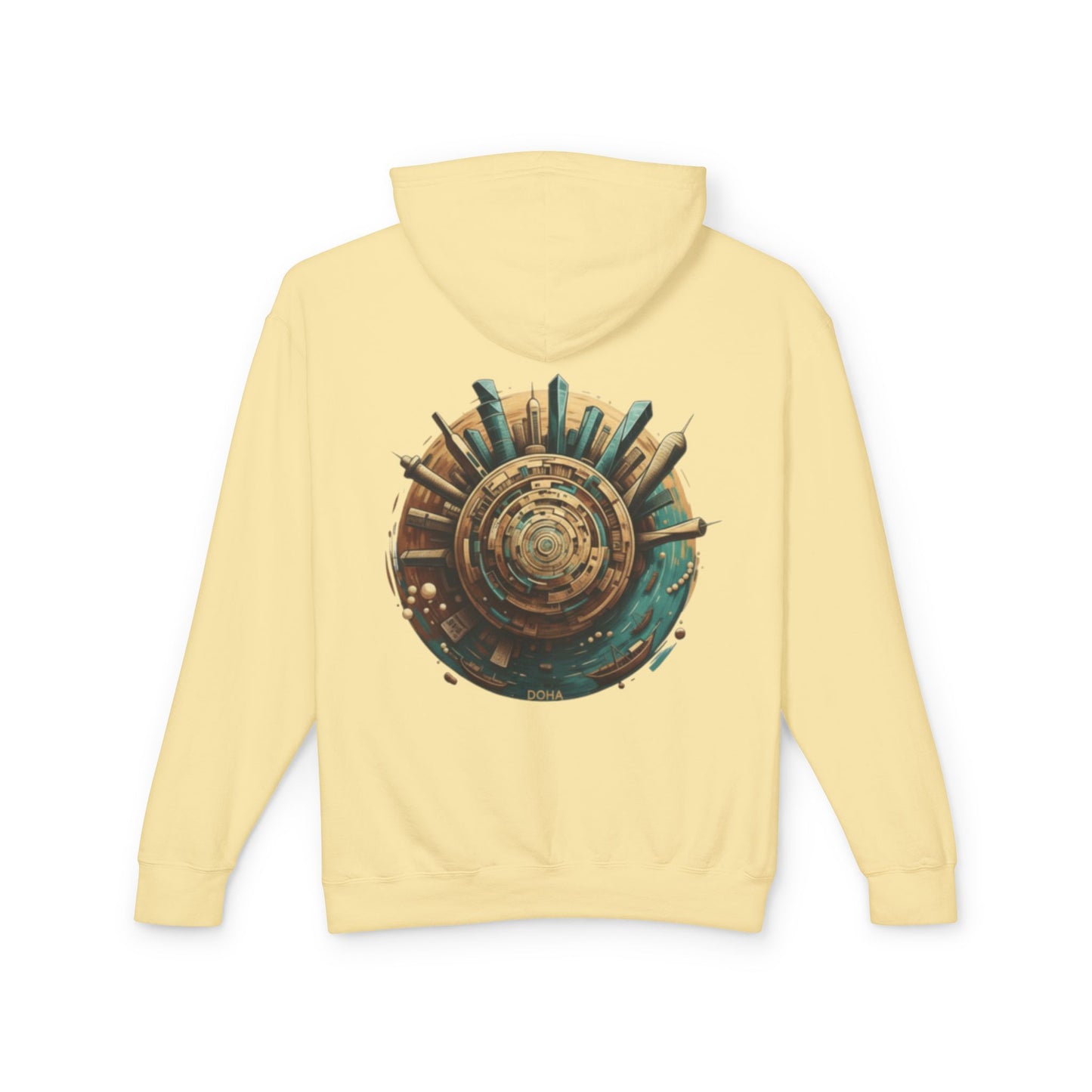 Hoodie — Retro Futuristic City Planet Graphic Hooded Sweatshirt