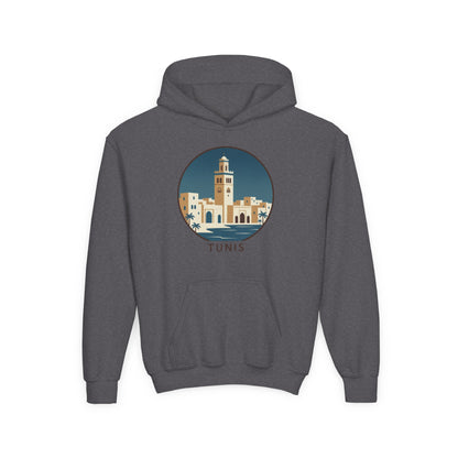 Tunis Youth Hoodie — Retro Tunis Cityscape Sweatshirt