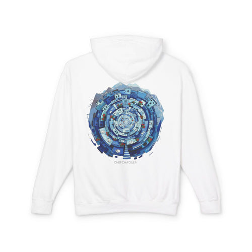 Abstract Blue Mandala Hoodie — Geometric Spiral Art Lightweight Hoodie