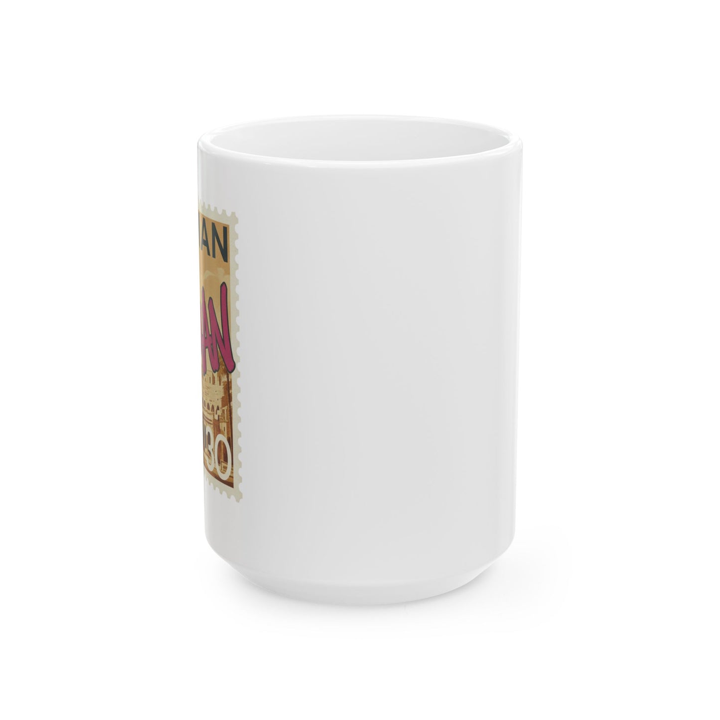 Amman Jordan Stamp Ceramic Mug — Vintage Travel Coffee Cup (11oz/15oz)