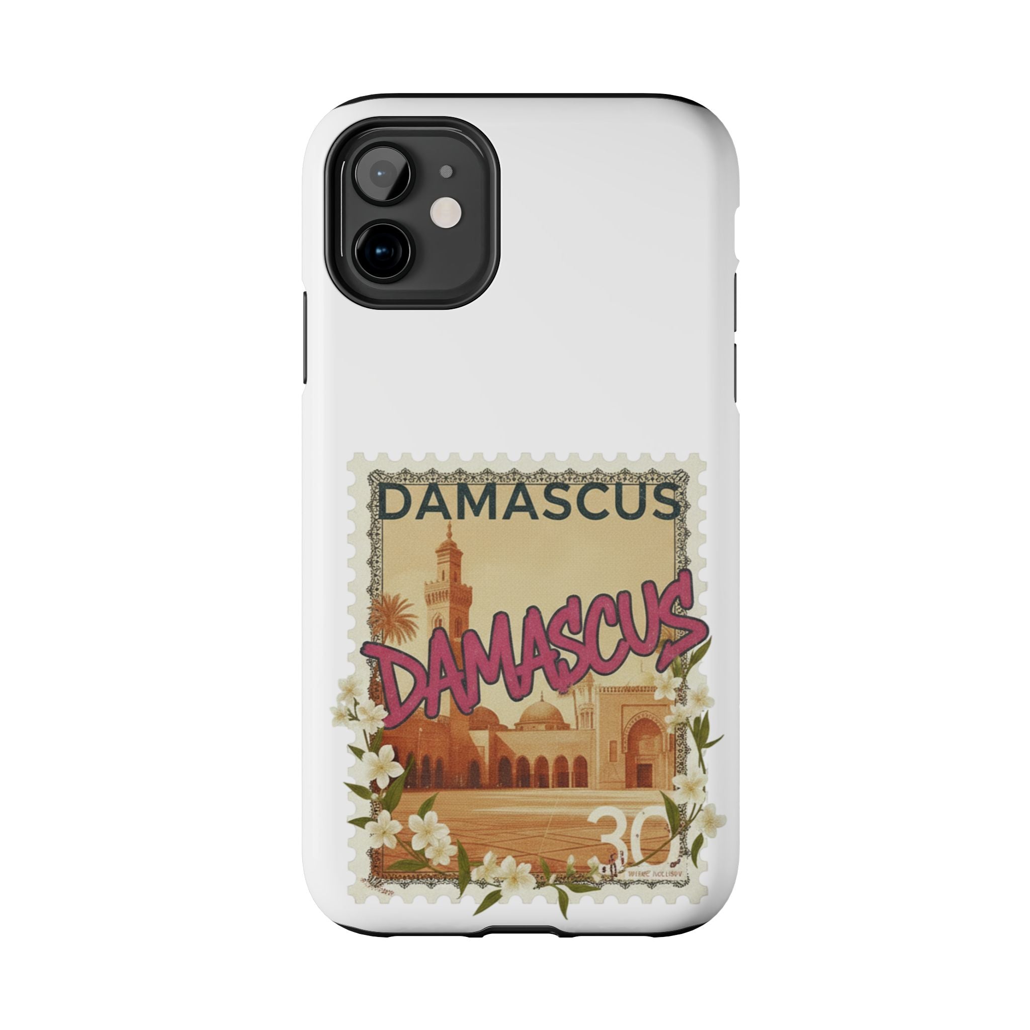Damascus Vintage Stamp Tough Phone Case — Retro Travel Phone Cover