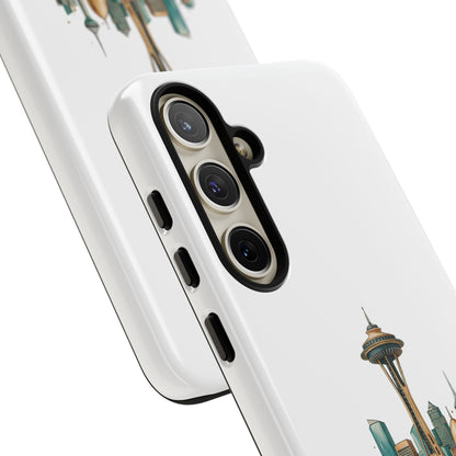 Coque de téléphone résistante Doha x Seattle Skyline — Protection pour téléphone inspirée de la ville
