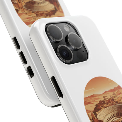 Amman Coliseum Tough Phone Case — Vintage Desert Cityscape Protective Cover