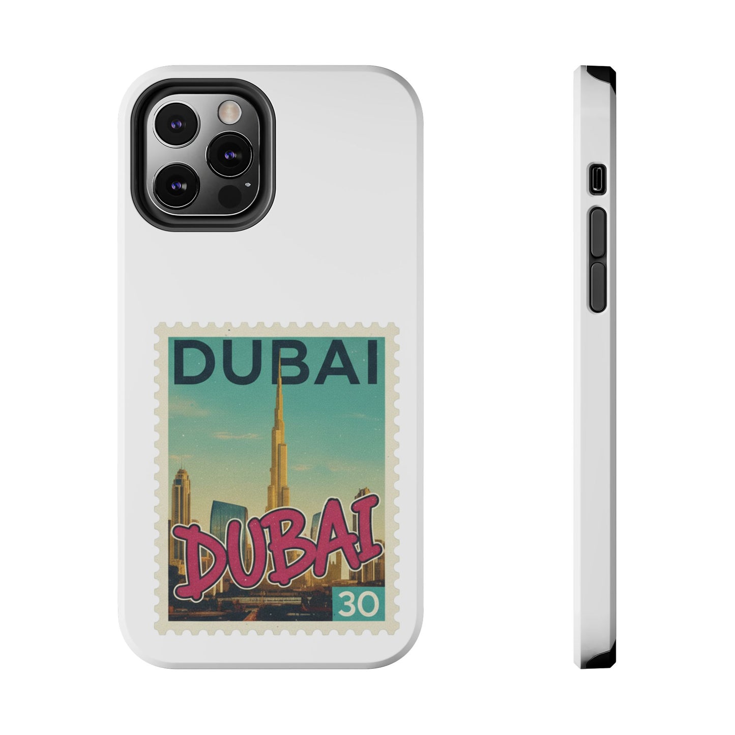 Coque de téléphone motif timbre-poste de Dubaï — Coque iPhone résistante inspirée du voyage