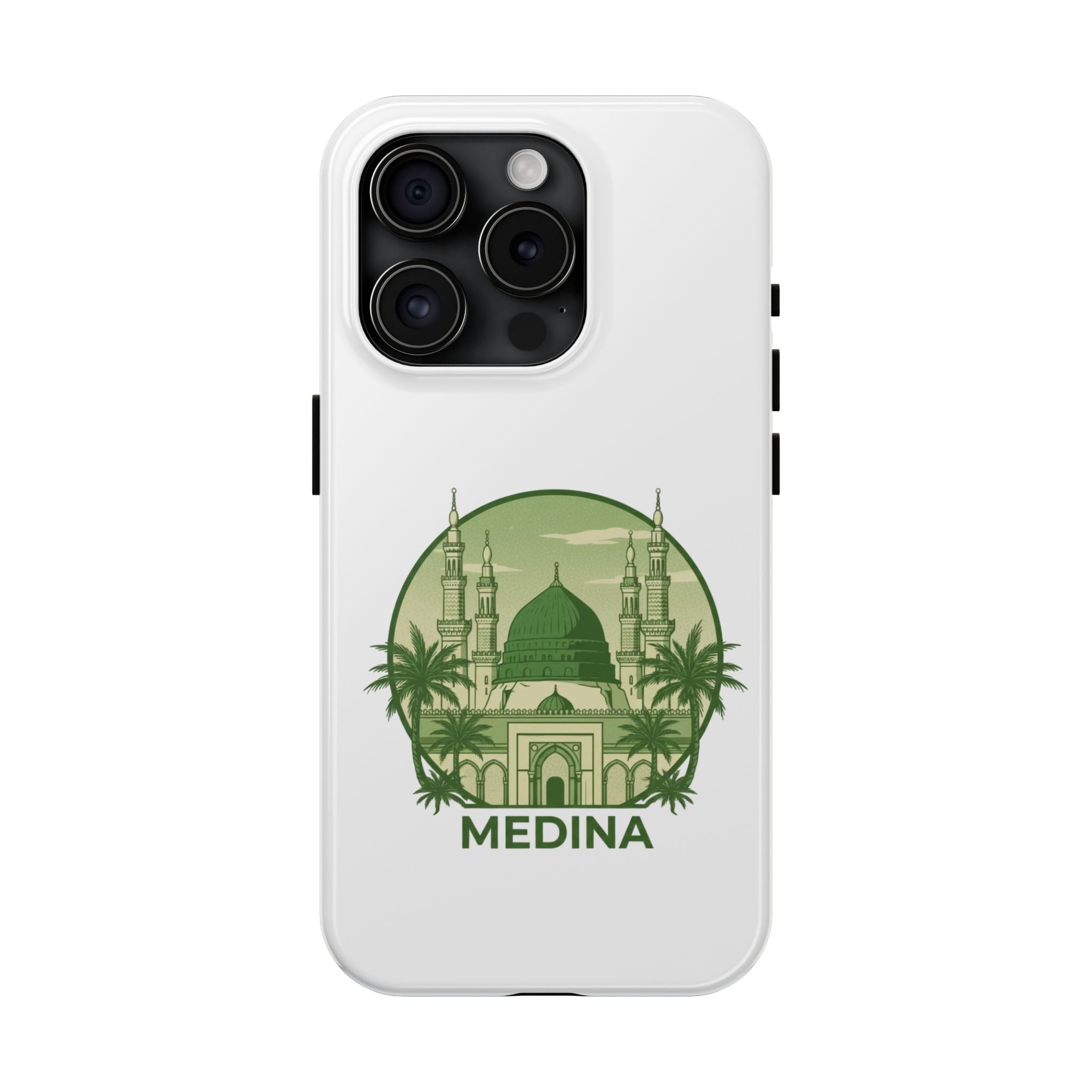 Medina Mosque Tough Phone Case – Islamic Landmark Green Phone Cover