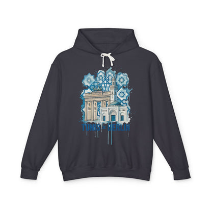 Tunis × Berlin Hoodie — Travel Mashup Graphic Hooded Sweatshirt