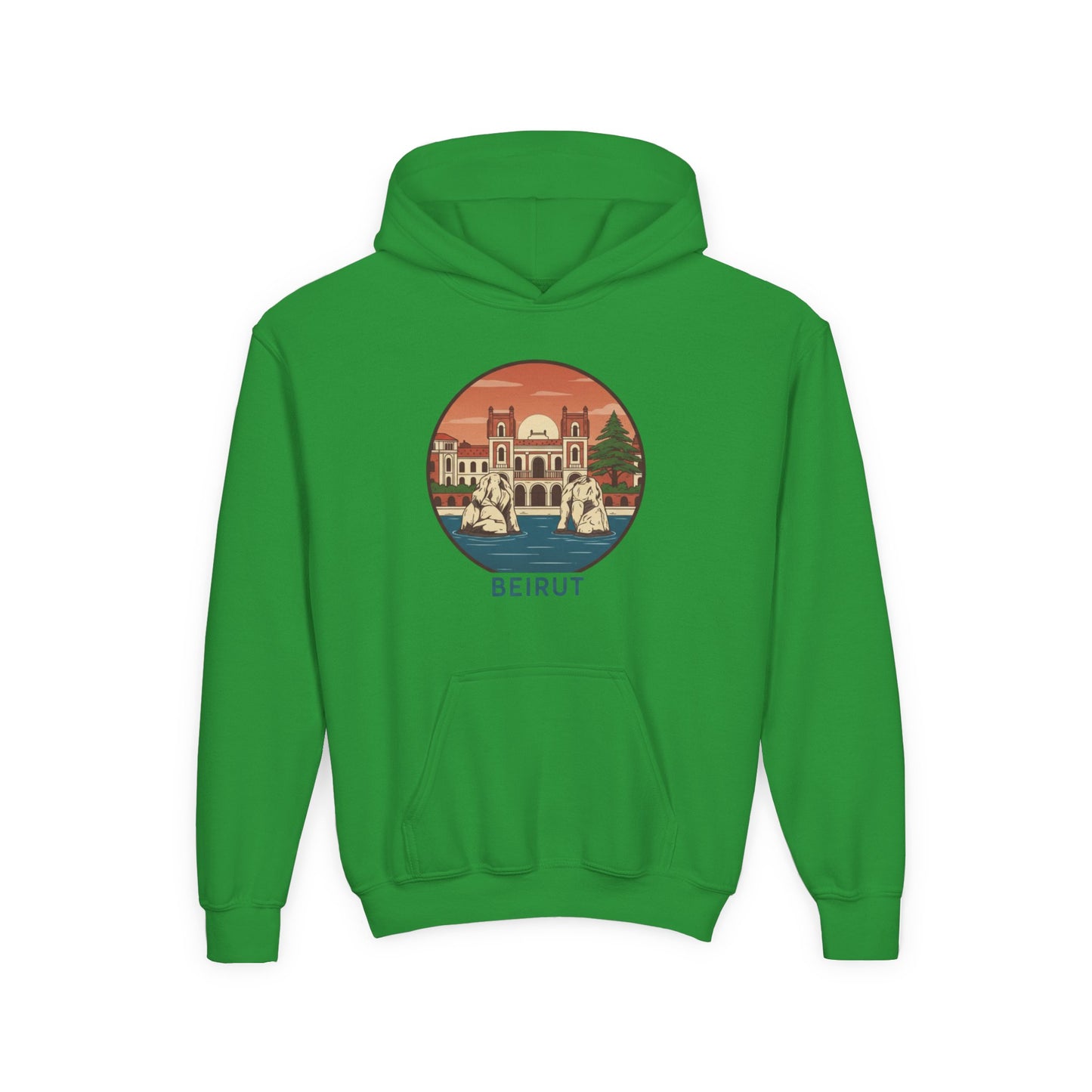 Beirut Skyline Youth Hoodie - Vintage City Illustration