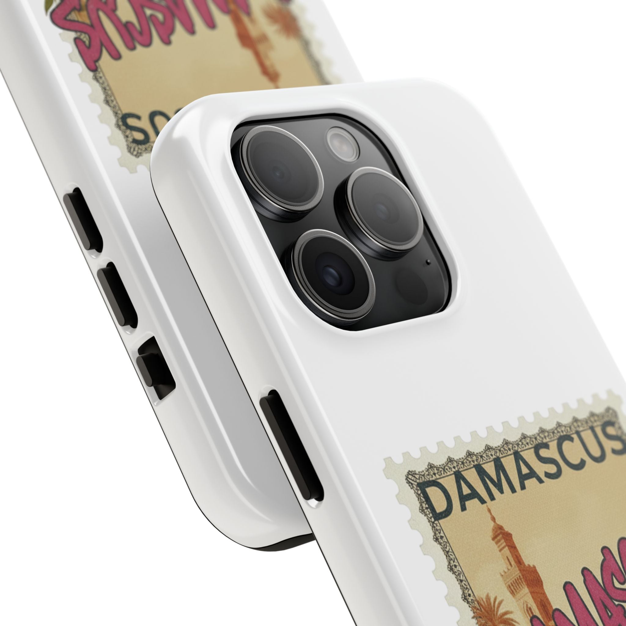 Damascus Vintage Stamp Tough Phone Case — Retro Travel Phone Cover