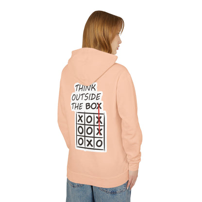 Think Outside the Box Hoodie — Tic-Tac-Toe Graphic Lightweight Hooded Sweatshirt