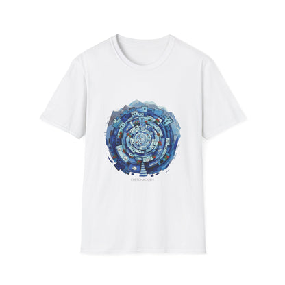 Blue Spiral Mandala T-Shirt — Abstract Ocean Vibe Graphic Tee