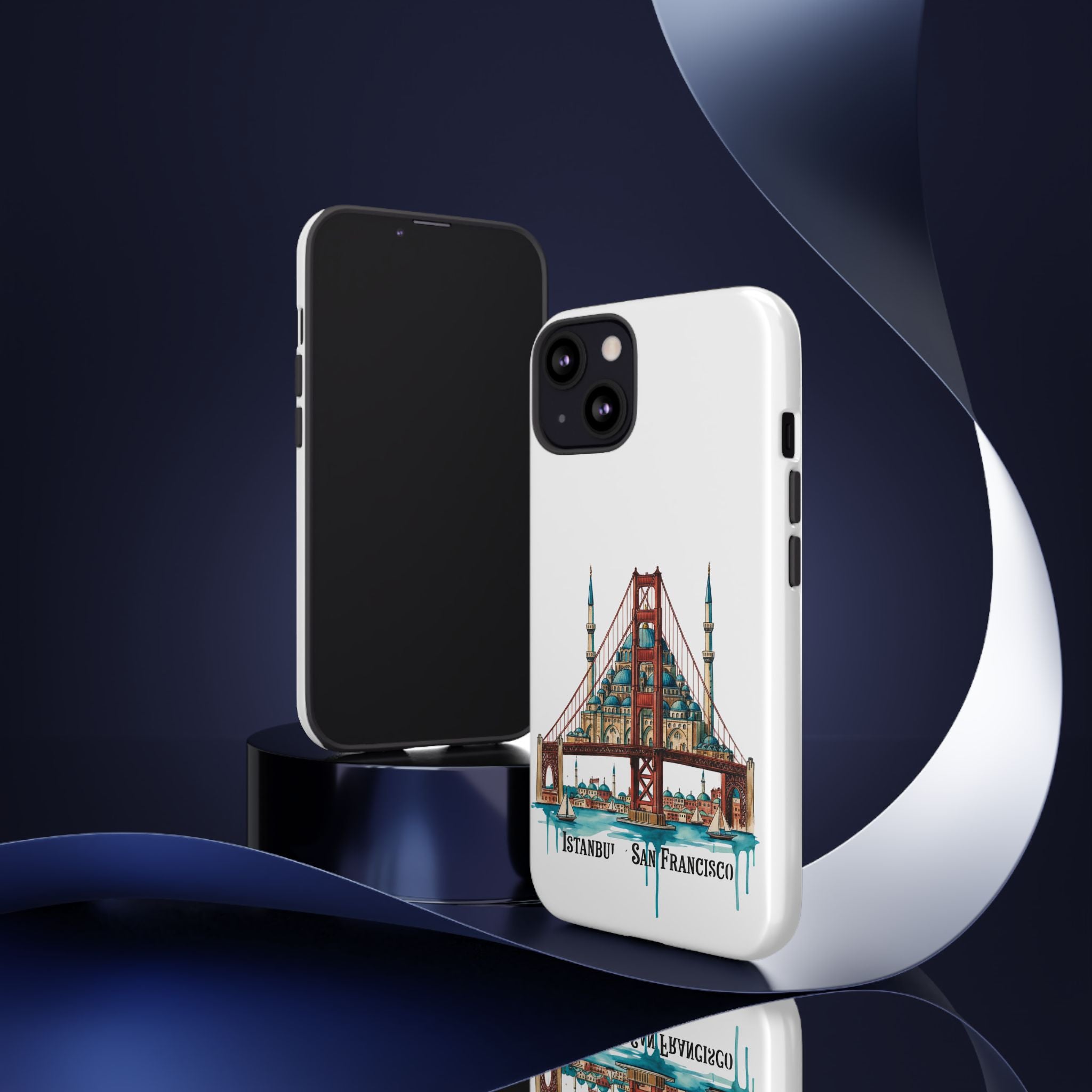 City Bridge Phone Case — Istanbul × San Francisco Illustrated Travel Design