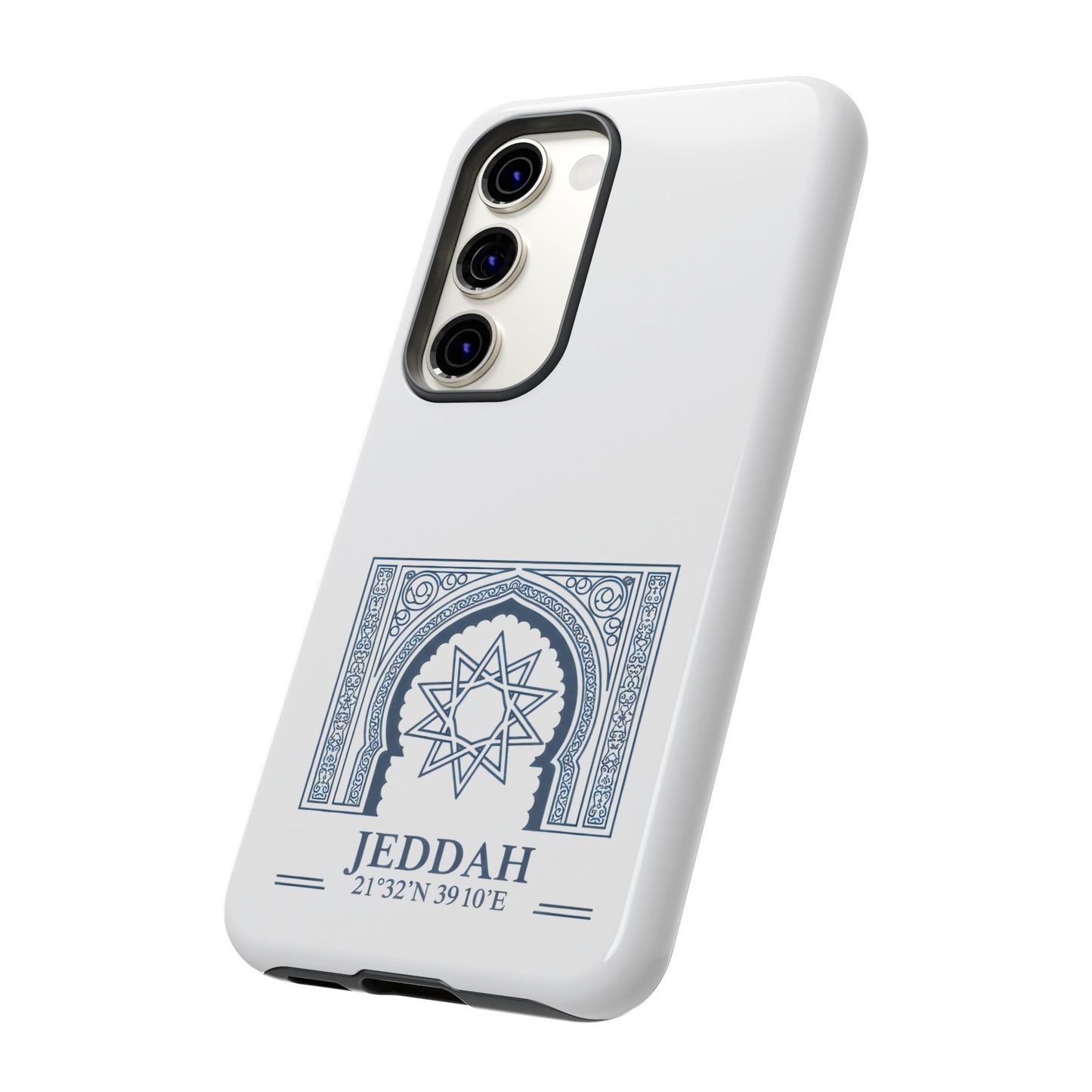 Jeddah Coordinates Phone Case — Blue Islamic Arch Travel Souvenir