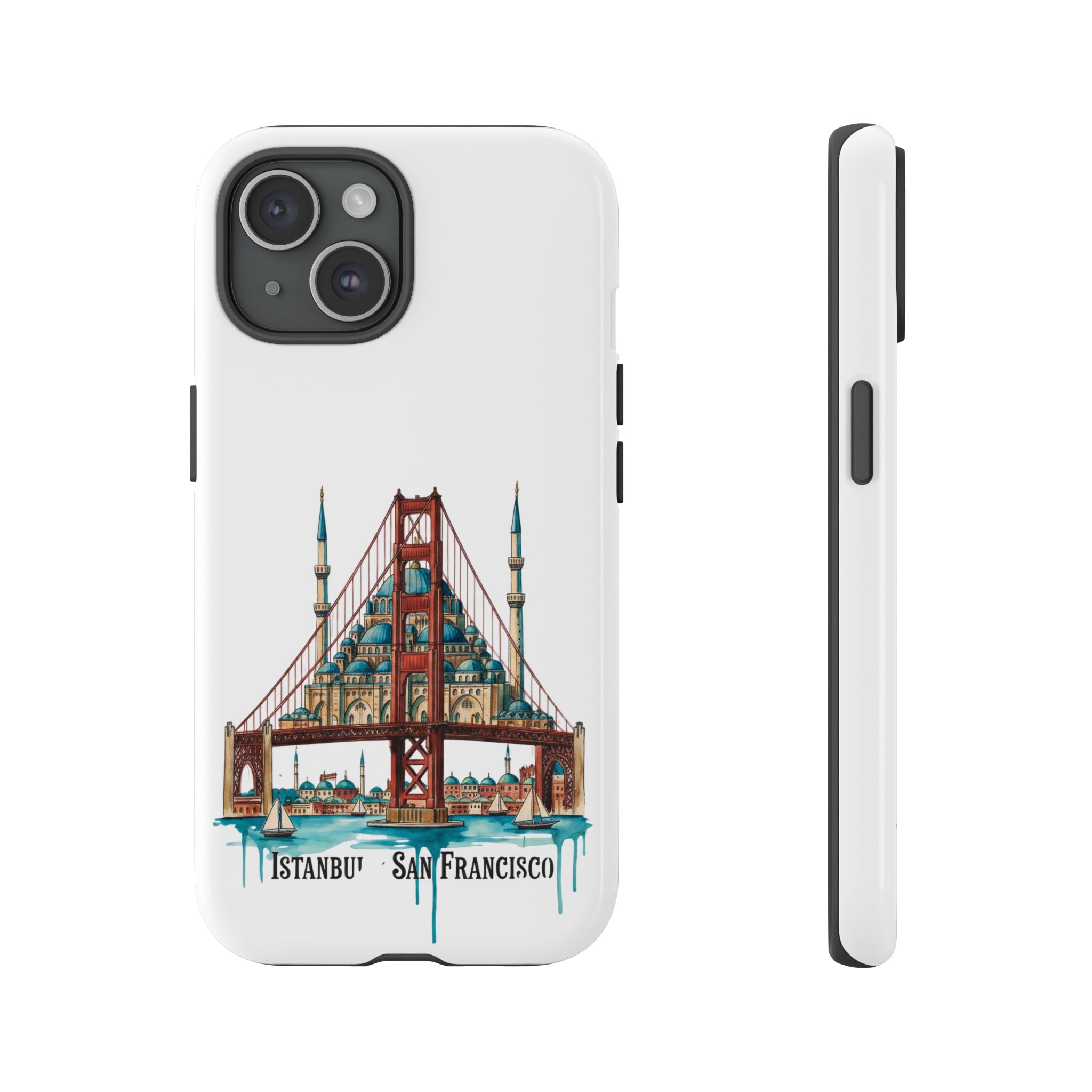 City Bridge Phone Case — Istanbul × San Francisco Illustrated Travel Design