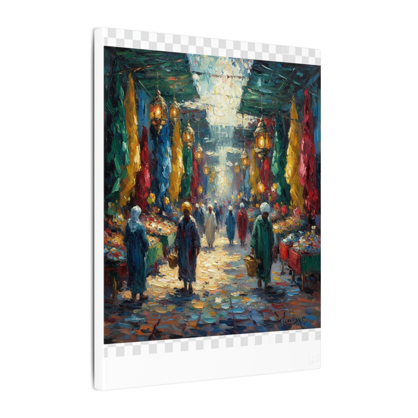 Middle Eastern Market Matte Canvas Wall Art — Colorful Bazaar Street Scene
