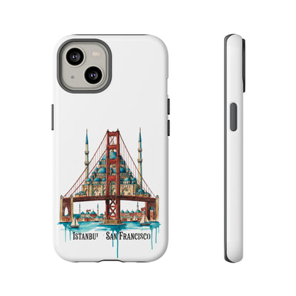 City Bridge Phone Case — Istanbul × San Francisco Illustrated Travel Design