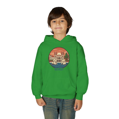 Beirut Skyline Youth Hoodie - Vintage City Illustration