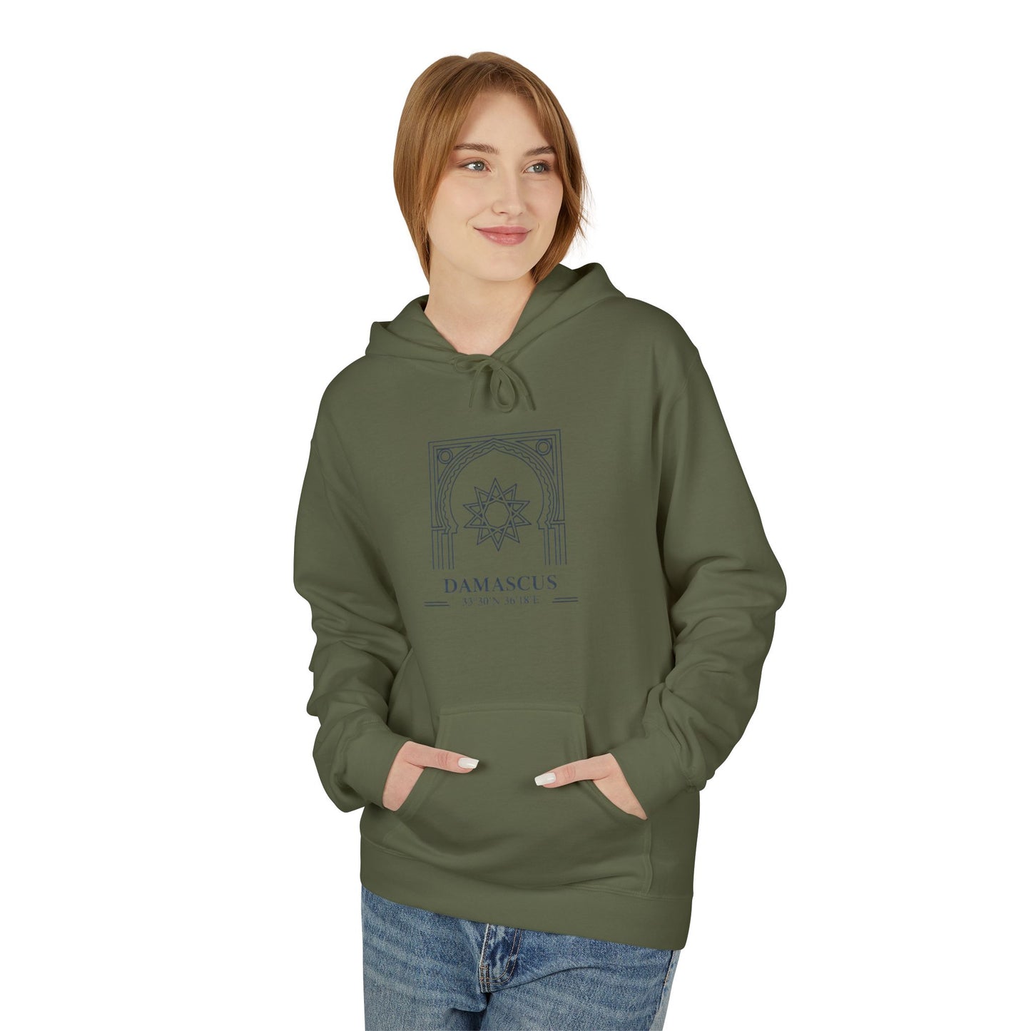 Damascus Heritage Hoodie — Minimal Middle Eastern Motif