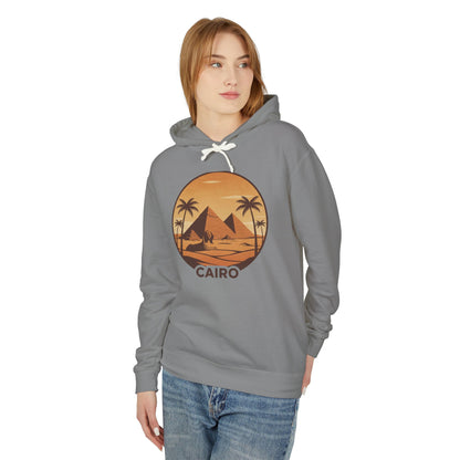 Cairo Sunset Hoodie — Vintage Pyramids Palm Tree Travel Sweatshirt