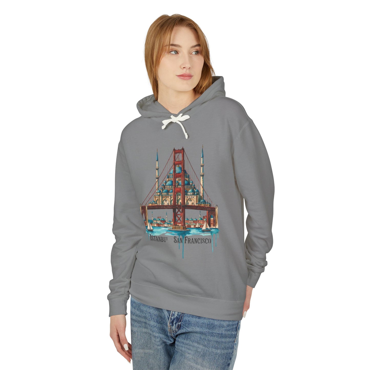 Istanbul × San Francisco Bridge Hoodie — Travel Cityscape Graphic Sweatshirt