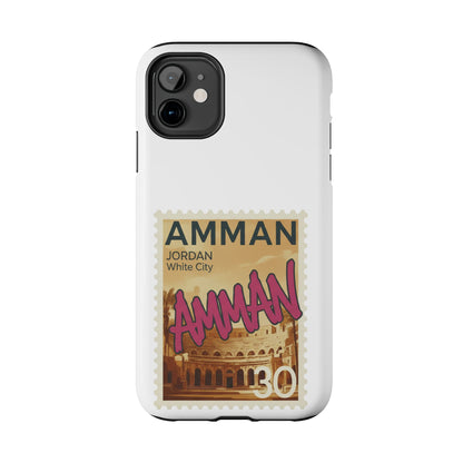 Amman Stamp Tough Phone Case — Jordan Travel Vintage Postage Design