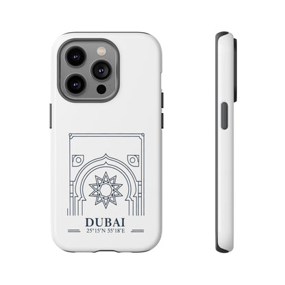 Dubai Architectural Phone Case — Minimal Souvenir Travel Design with Coordinates