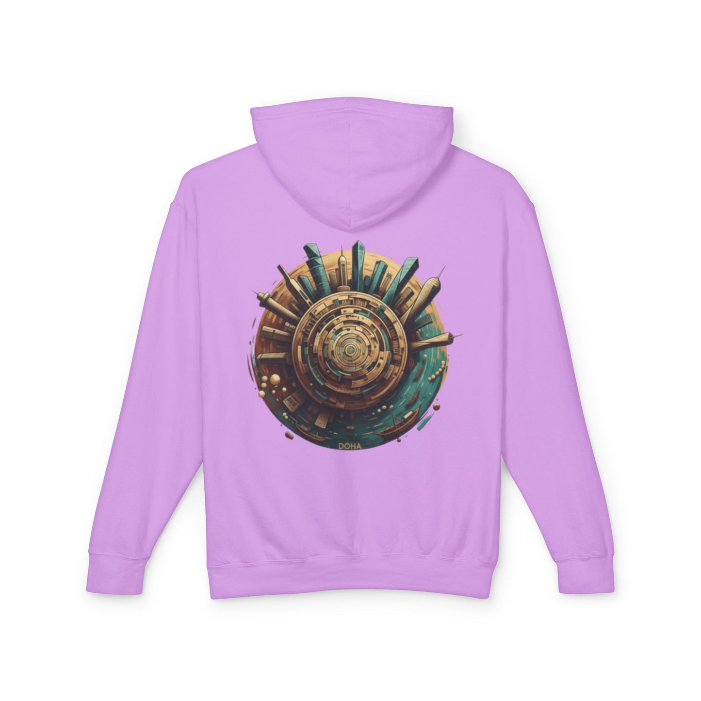Hoodie — Retro Futuristic City Planet Graphic Hooded Sweatshirt