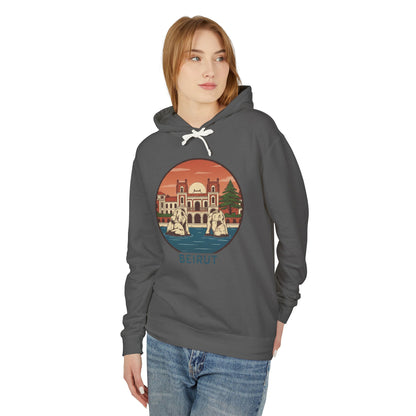 Beirut Vintage Landmark Hoodie — Retro Cityscape Graphic Hooded Sweatshirt