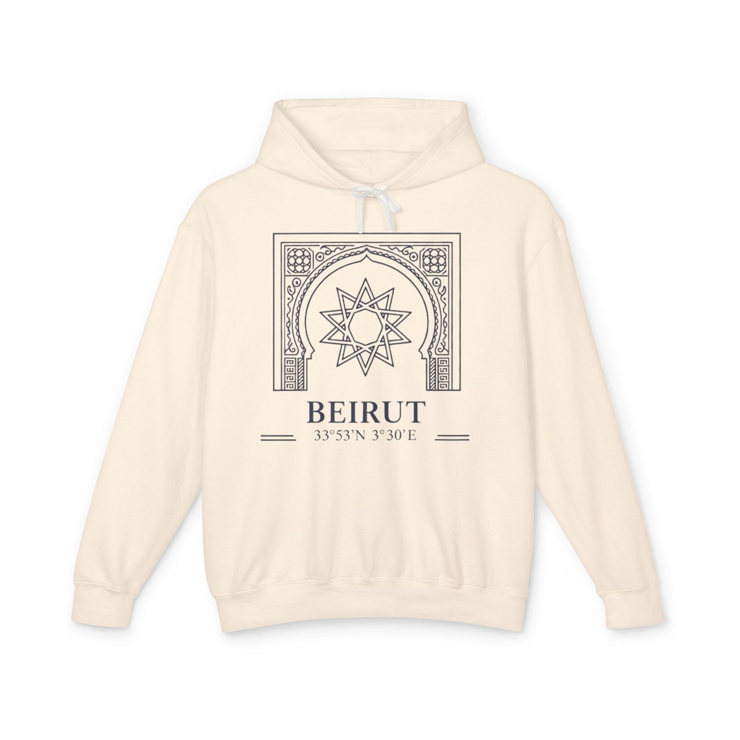 Beirut Arch Graphic Hoodie — Minimalist Beirut Coordinates Sweatshirt