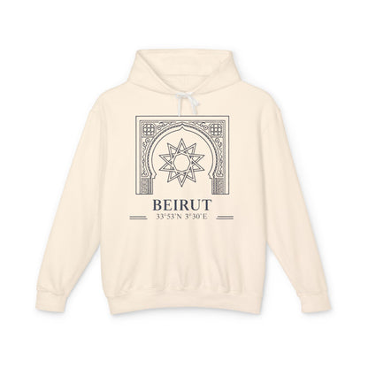 Beirut Arch Graphic Hoodie — Minimalist Beirut Coordinates Sweatshirt