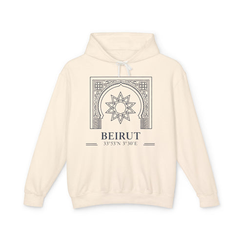 Beirut Arch Graphic Hoodie — Minimalist Beirut Coordinates Sweatshirt
