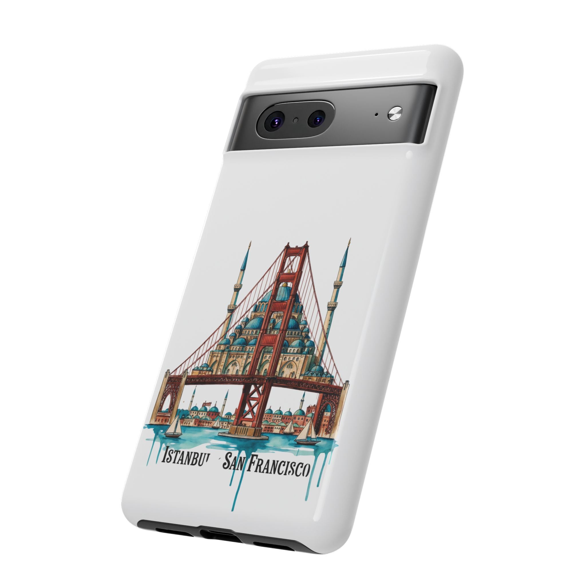 City Bridge Phone Case — Istanbul × San Francisco Illustrated Travel Design