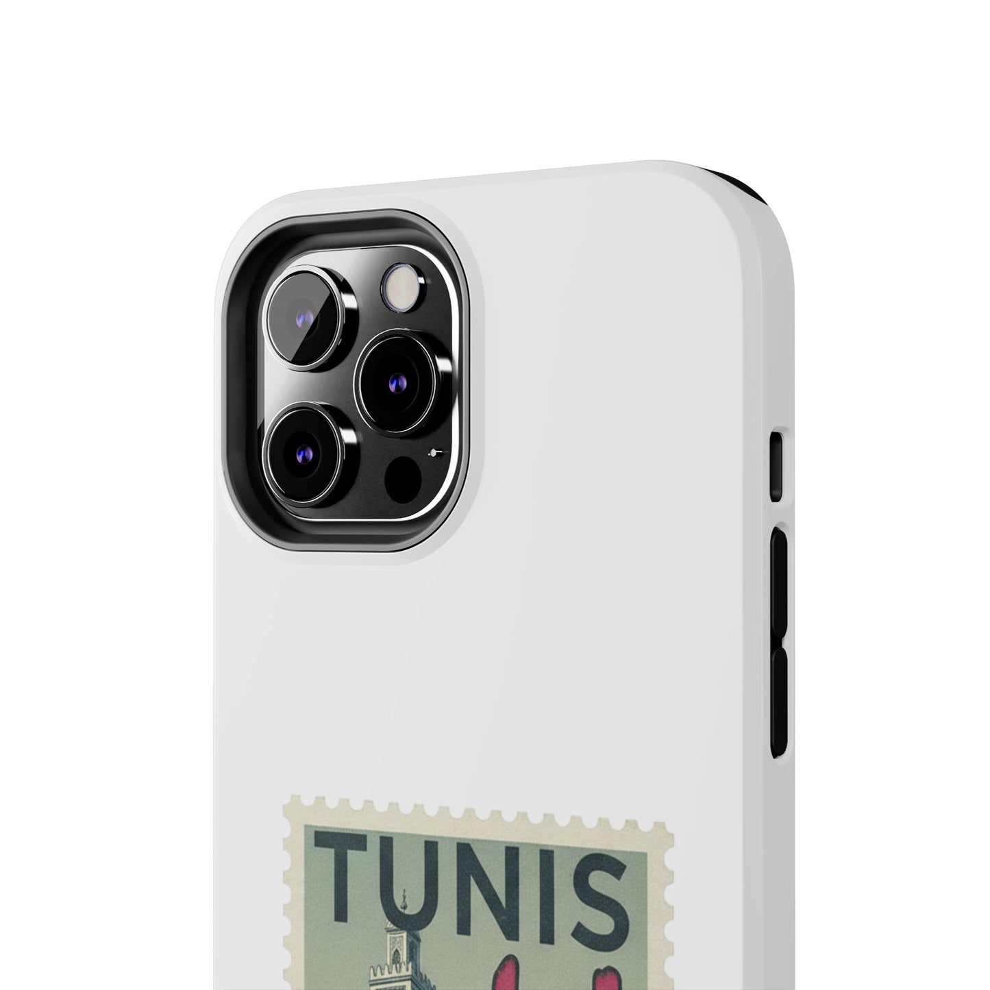 Coque de téléphone résistante à motif timbre vintage de Tunis — Étui de téléphone rétro pour voyage en Tunisie