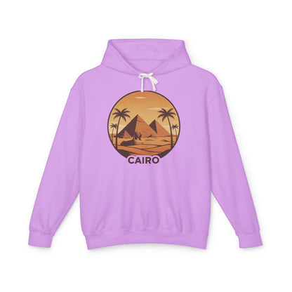 Cairo Sunset Hoodie — Vintage Pyramids Palm Tree Travel Sweatshirt