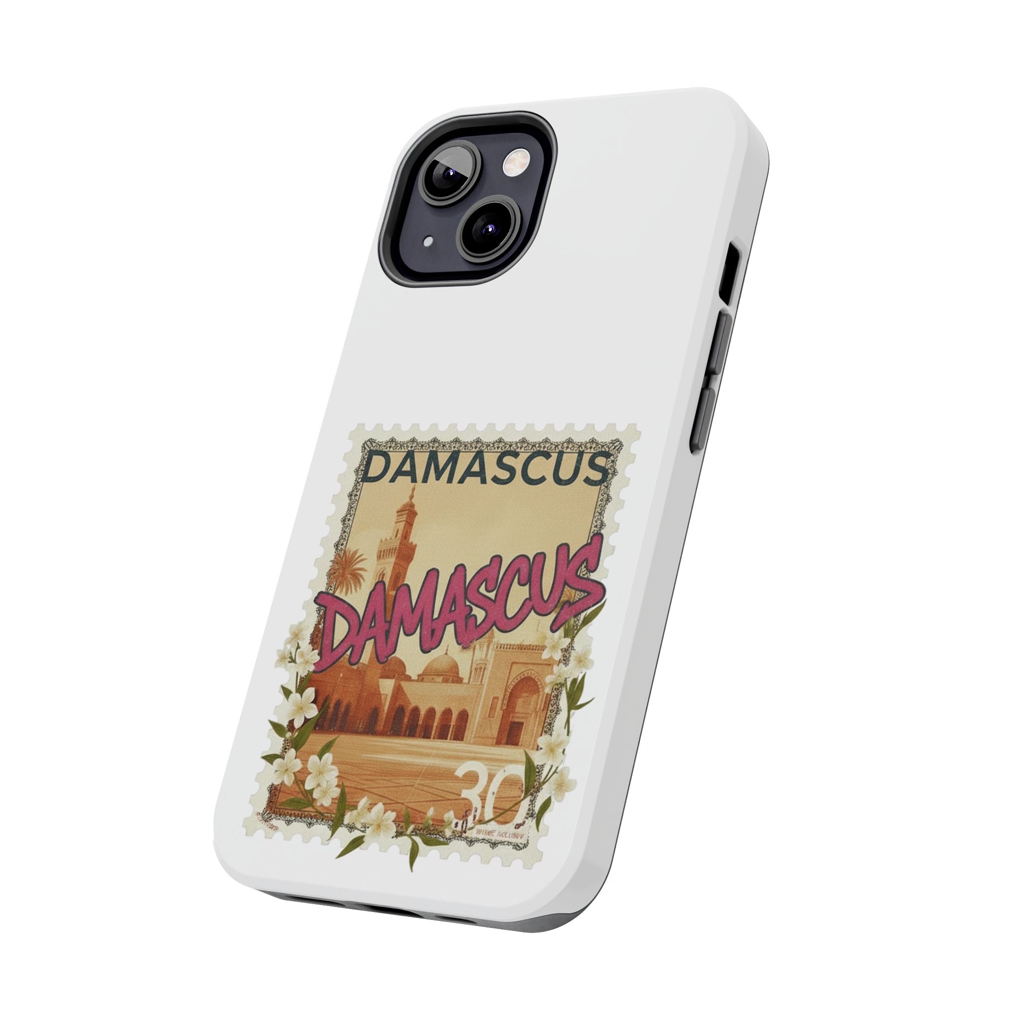 Damascus Vintage Stamp Tough Phone Case — Retro Travel Phone Cover