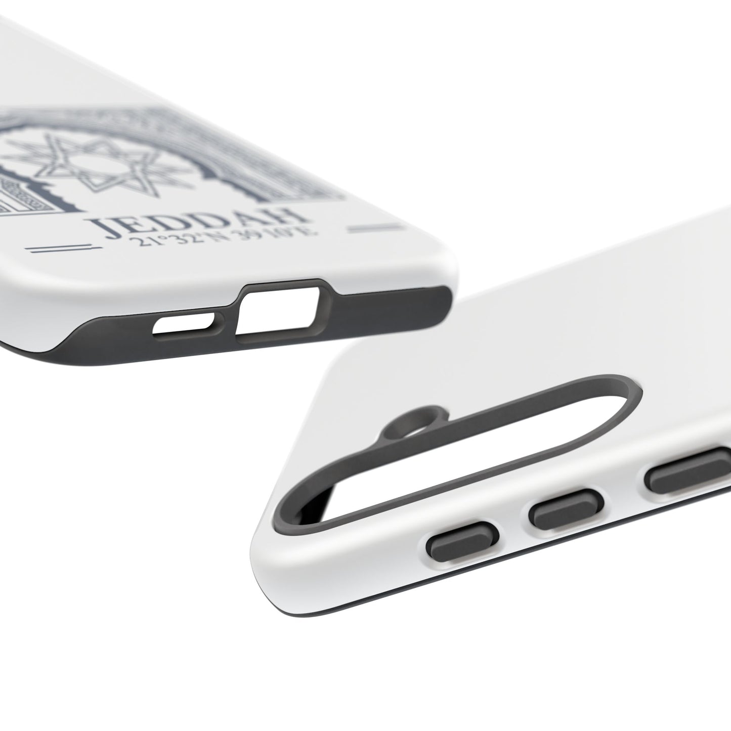 Jeddah Coordinates Phone Case — Arabic Arch Geometric Design