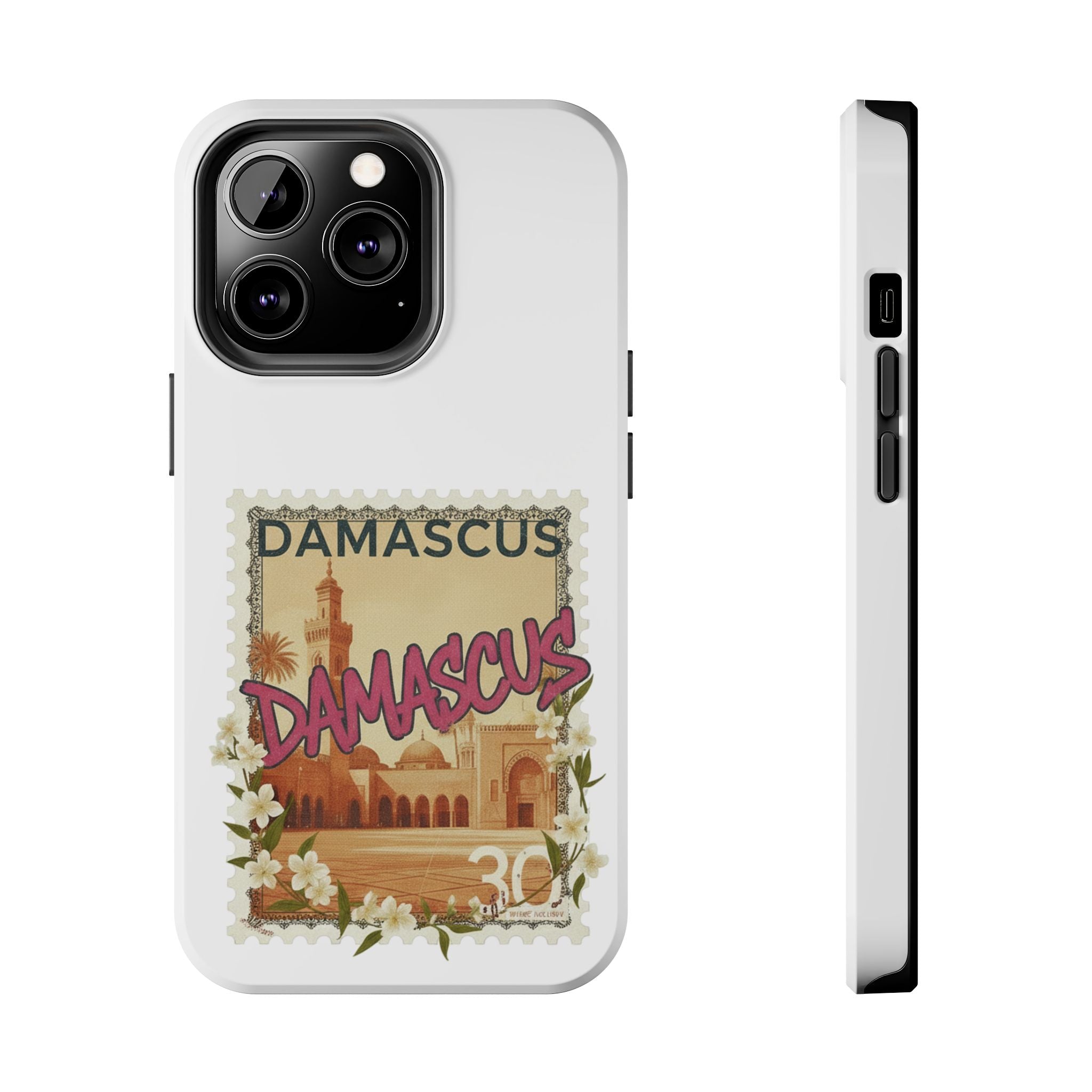 Damascus Vintage Stamp Tough Phone Case — Retro Travel Phone Cover