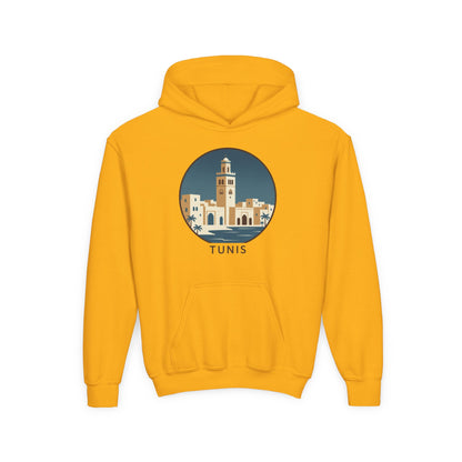 Tunis Youth Hoodie — Retro Tunis Cityscape Sweatshirt