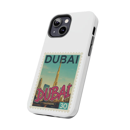 Coque de téléphone motif timbre-poste de Dubaï — Coque iPhone résistante inspirée du voyage